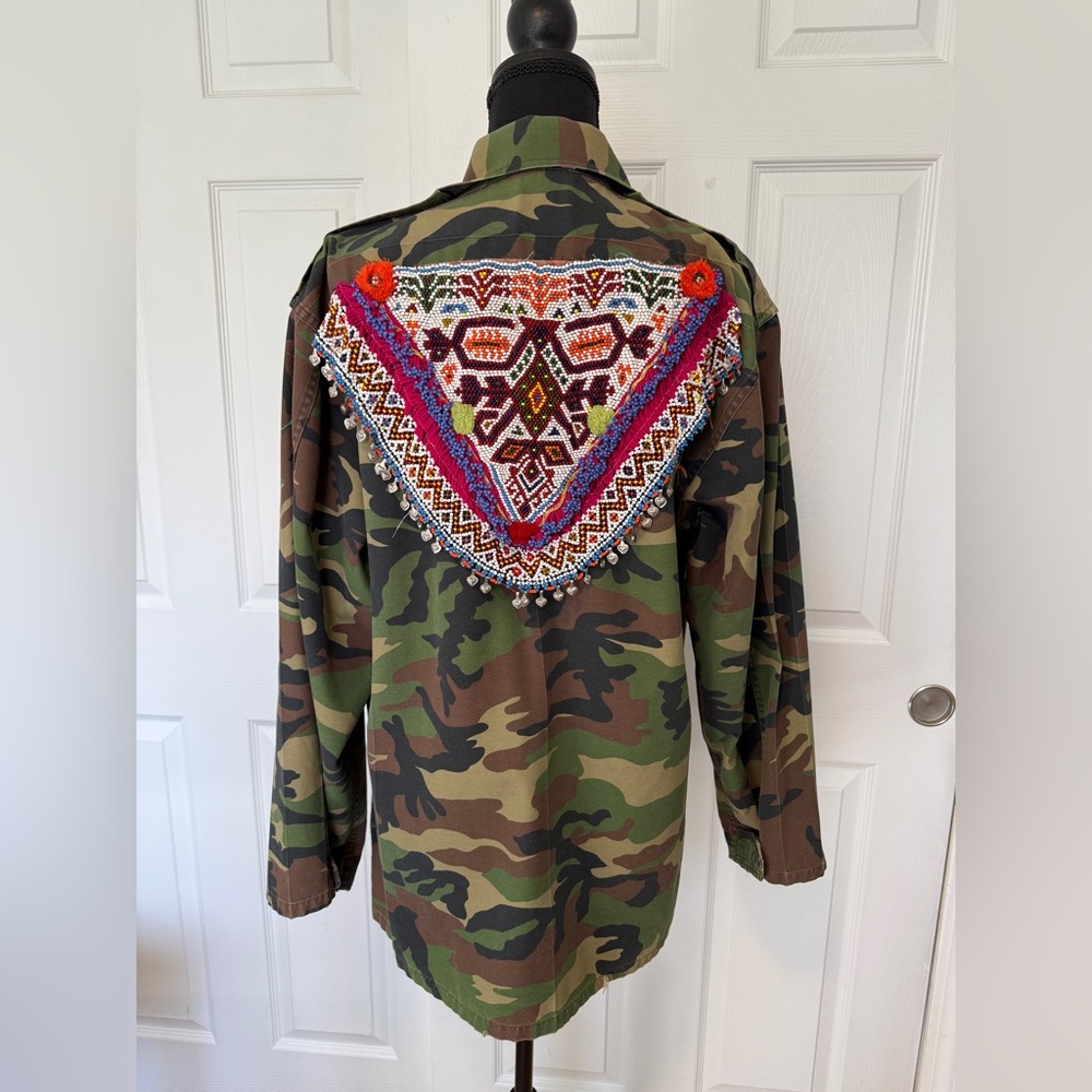 Free People Tricia Fix Camo with Colorful Embroidered Back - Picture 8 of 16
